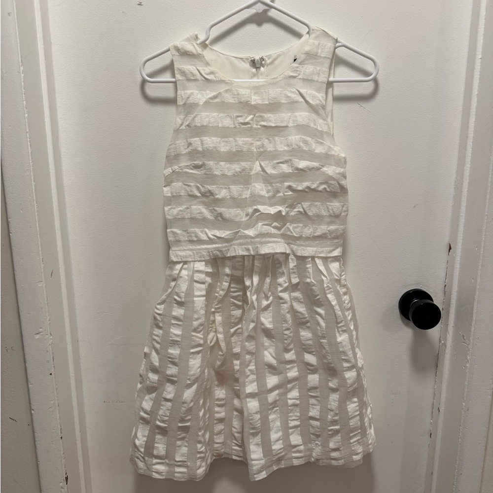 Modcloth Cream Striped Midi Dress